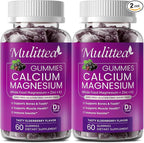 Plant Based Calcium Supplement with Vitamin D3,K2 Gummy for Bone Strength, Contains Whole Food Natural Minerals-Bone Health, Calm Mood & Sleep Support for Women & Men (2 Pack)
