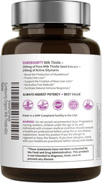 Milk Thistle, Concentrated Seed Extract, 80% Silymarin, Liver Support Cleanse Detox, Fatty Liver Supplements, Non-GMO, No Gluten & Soy, 60 Veggie Caps, 2 Month Supply
