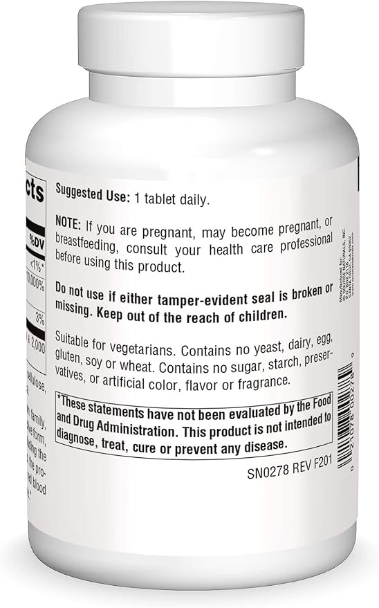 Source Naturals Pantothenic Acid 500 mg Vitamin B-5 Dietary Supplement - 200 Tablets