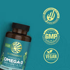 Sunwarrior Vegan Omega 3 DHA & EPA Supplement Algal Oil Preferred Alternative to Fish Oil Supports Brain Eye Joint & Heart Health (60 Count)