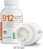 Bronson Vitamin B12 1000 mcg Sustained Release Premium Non GMO Tablets Supports Nervous System, Healthy Brain Function and Energy Production, 180 Tablets