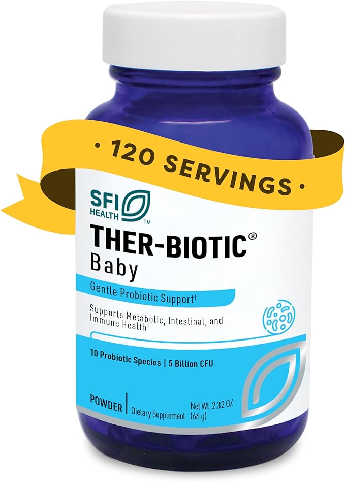 Klaire Labs SFI Health Ther-Biotic Baby Probiotic Powder - Probiotics for Kids with 10-Strains - 5 Billion CFU Infant Probiotic for Digestive Health and Immune Support (120 ct)