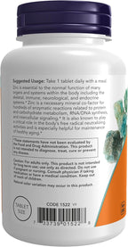 NOW Foods Supplements, Zinc (Zinc Gluconate) 50 mg, Supports Enzyme Functions*, Immune Support*, 250 Tablets (Pack of 2)