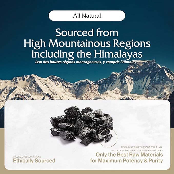 Purblack Pure Himalayan Shilajit Resin - Himalayan and Other Mountain Ranges Gold Infused Shilajit for Men & Women with Over 85+ Trace Minerals for Energy & Immunity | 60 Servings | USA Made