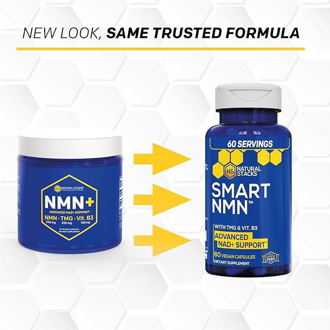 Smart NMN Supplement - Advanced NAD Supplement with Niacinamide Mononucleotide & TMG - NAD+ Production Support for Healthy Aging & Long Term Brain Health - Vitamin B3 & Trimethylgycine - 60 Capsules