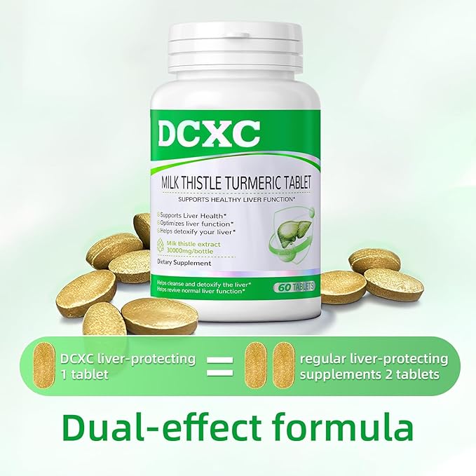 Liver Detox Supplement,30000mg Milk Thistle Turmeric Tablet,Stay up Late – Supports Liver Health – 60 Tablets