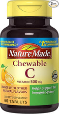 Nature Made Chewable Vitamin C 500 mg Tablets, 60 Count to Help Support the Immune System (Pack of 3)