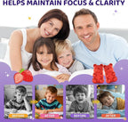 Saffron Gummies for Kids & Adults, 20-in-1 Saffron Supplements with 88.5mg Saffron Extract, B6, B12, C, D3, Magnesium for Calm, Focus, Nerve, Sugar Free, Vegan, Non-GMO - Strawberry Flavor, 60 Counts