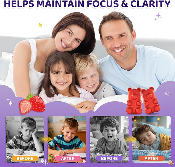 Saffron Gummies for Kids & Adults, 20-in-1 Saffron Supplements with 88.5mg Saffron Extract, B6, B12, C, D3, Magnesium for Calm, Focus, Nerve, Sugar Free, Vegan, Non-GMO - Strawberry Flavor, 120 Counts