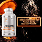 Liposomal Vitamin C 1400mg- 180 Vegan Capsules- China Free Ingredients, Fat Soluble High Absorption VIT C- Supports Healthy Immune System & Collagen Booster- Powerful Antioxidant Support Supplement
