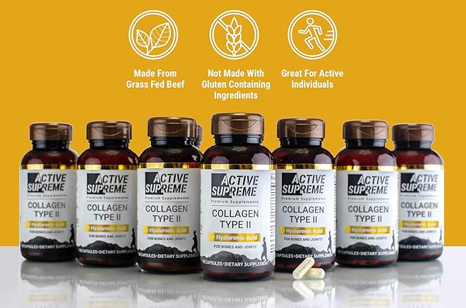 Type 2 Collagen for Joint Support | 270 Capsules (9 Month Supply) | Grass-Fed Hydrolyzed with Hyaluronic Acid & Vitamin C | Joint Health & Cartilage Support
