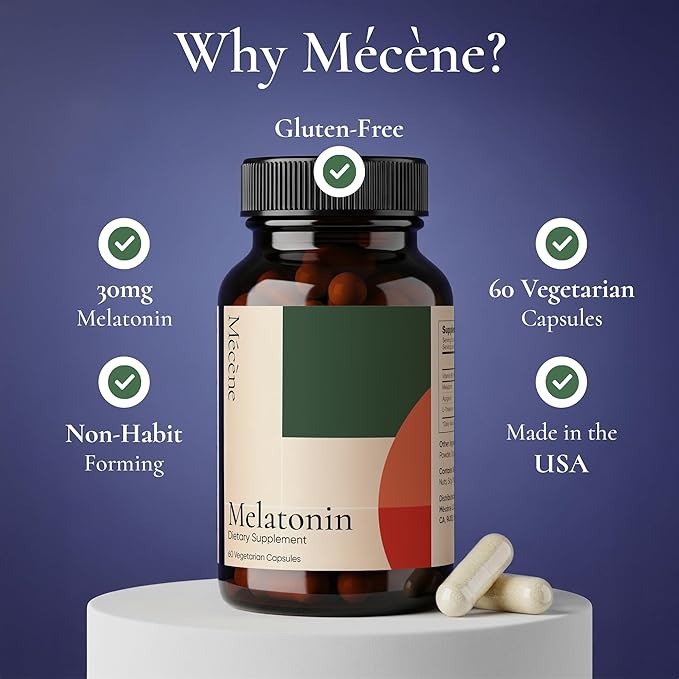 High Dose Melatonin: 30mg with L-Theanine + B6 + Apigenin - 60 Vegetarian Capsules