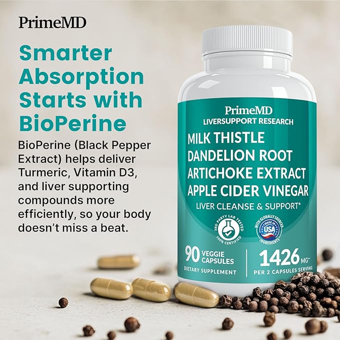 32-in-1 Liver Support with Milk Thistle Supplement – Liver Detox with Silymarin, Artichoke Extract & Beetroot Powder – Comprehensive Wellness Formula for Liver Cleanse – 1426mg (270 count) (Pack of 3)