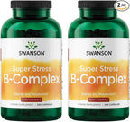 Swanson Super Stress B-Complex Energy and Wellness Supplement for Busy Adults Seeking Daily Vitamin B Support (240 Capsules, 2 Pack)