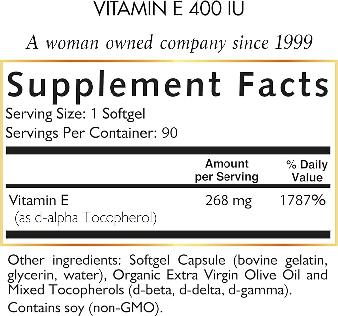 Coco March N.M.D Natural Vitamin E 400 IU Mixed Tocopherols – Immune Support Supplement for Heart, Skin & Eye - Antioxidants for Women & Men, Gluten Free & Dairy Free, 3-Month Supply, 90 Softgels