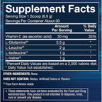 BodyTech BCAA + Glutamine Powder with Vitamin C, L Glutamine & More, Essential Pre Workout or Post Workout Amino Acids for Men & Women, Unflavored, 7.3 Oz, 30 Servings