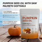 Pumpkin Seed Oil Capsules | 300 Softgels Pumpkin Seed Oil 2 in 1 with Saw Palmetto | Hair Growth＆Shedding Reduction | Plant-Based Formula | 3000mg Cold Pressed