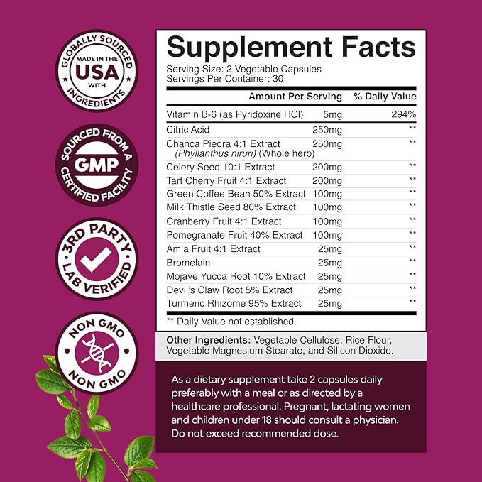 Natures Craft G-Cleanse Uric Acid Supplement - Uric Acid Cleanse for Joint & Kidney Support - Kidney Cleanser with Chanca Piedra, Tart Cherry Extract, Celery Seed Extract Capsules - 60 Count