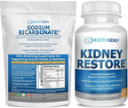 Kidney Restore Organic Sodium Bicarbonate Alkaline Supplement 1LB Cleanse 60 Caps Bundle – Supports Kidney Health, Neutralizes Stomach Acid, Alkaline Superfoods, Immune Support, Antacid & Vitamins f