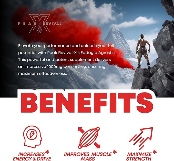 Testosterone Booster for Men with Fadogia Agrestis 1000mg Per Serving - Improve Natural Testosterone production, Increase Energy and Muscle Growth - Testosterone Supplement for Men (60 Capsules)