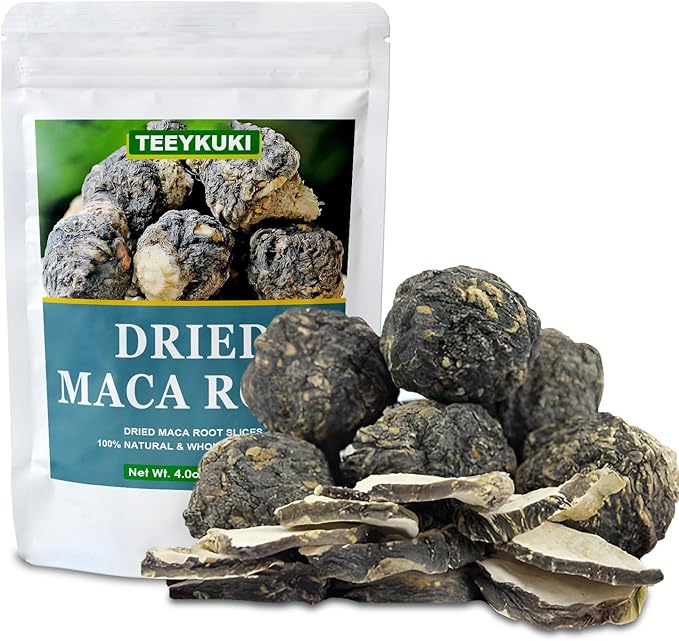 Natural Premium Black Maca Root Slices, Cut & Sifted, 4.0oz(114.0g), Premium Grade Dried Maca Root Slices, Non-GMO