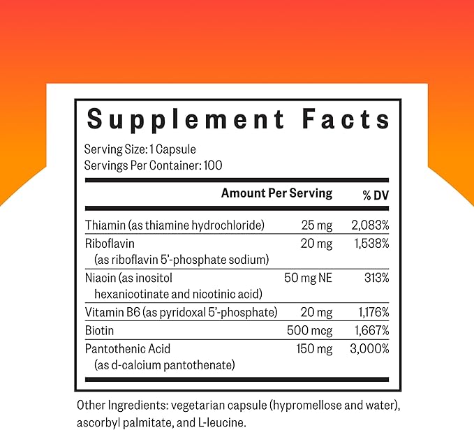 Seeking Health B-Minus - Complex Vitamin Supplement with Biotin & Riboflavin - Vitamin B Blend Supports Brain Health & Energy - 100 Capsules
