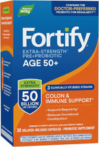 Nature’s Way Fortify Extra Strength(1) Pre+Probiotic Adults 50+, 50 Billion Live Cultures, Prebiotics, Probiotics for Digestive Health*, Immune Support*, Colon Health*, 30 Capsules