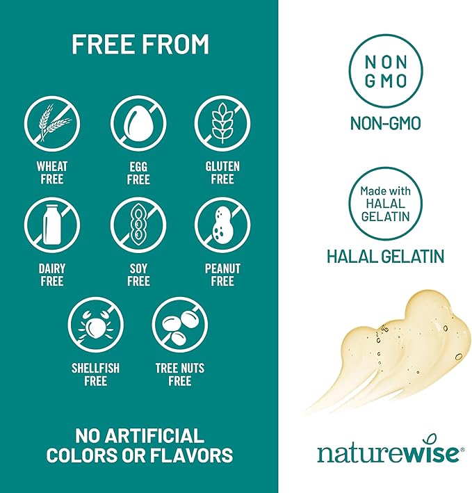 NatureWise Ultra Omega 3 Fish Oil 2200 mg – 1300 mg Omega-3 - Triglyceride Form - Lemon Flavor - Wild-Caught Fish Oil + EPA & DHA - Burpless, Non-GMO - 60 Softgels[1-Month Supply]
