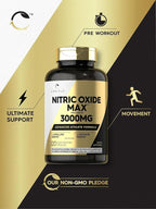 Carlyle Nitric Oxide Supplement 3000mg | 120 Capsules | with L-Arginine & L-Citrulline | for Men & Women | Pre & Post Workout | Non-GMO, Gluten Free
