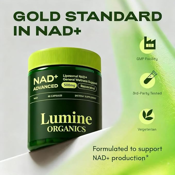 NAD+ Supplement for Energy Metabolism Support, Liposomal Capsules Containing Resveratrol,Nicotinamide Ribosidean & Quercetin,Alternative to NMN Supplement,Gluten-Free,Vegan (2PCS)