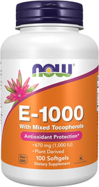 NOW Foods Supplements, Vitamin E-1,000 IU Mixed Tocopherols, Antioxidant Protection*, 100 Softgels