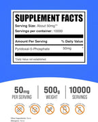BulkSupplements.com Pyridoxal 5 Phosphate Powder - P-5-P Vitamin B6 Supplement, P-5-P 50mg - P5P Supplement, Gluten Free, 50mg of per Serving, 500g (1.1 lbs) (Pack of 1)