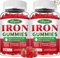2 Pack Iron Gummies for Women & Men - Vegan Iron Supplement for Anemia & Iron Deficiency, with Vitamin B12, Vitamin C, Zinc, Folate - Energy Boost, Sugar-Free, Strawberry Flavor, 120 Count