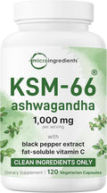 KSM-66 Ashwagandha 1,000mg Per Serving | 120 Veggie Capsules with Black Pepper for Better Absorption & Fat Soluble Vitamin C | Potent Root Extract | Stress, Relaxation, & Sleep Support | Filler Free