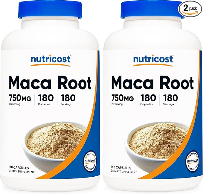 Nutricost Maca Root Capsules (Lepidium meyenii) 750mg, 180 Capsules, 180 Servings (Pack of 2)