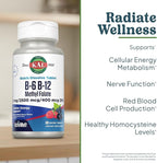 KAL Vitamin B-6 B-12 Methyl Folate ActivMelt, Vitamin B Supplement, Heart Health, Energy and Red Blood Cell Support with Methyl B12 and DFE Folic Acid, Natural Berry Flavor, 60 Servings, 60 Micro Tabs