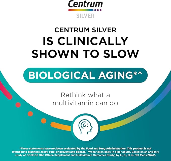 Centrum Silver Multivitamin for Adults 50 Plus, Multivitamin/Multimineral Supplement, Vitamin D3, B-Vitamins, Gluten Free, Non-GMO Ingredients, Supports Memory and Cognition in Older Adults - 125 Ct