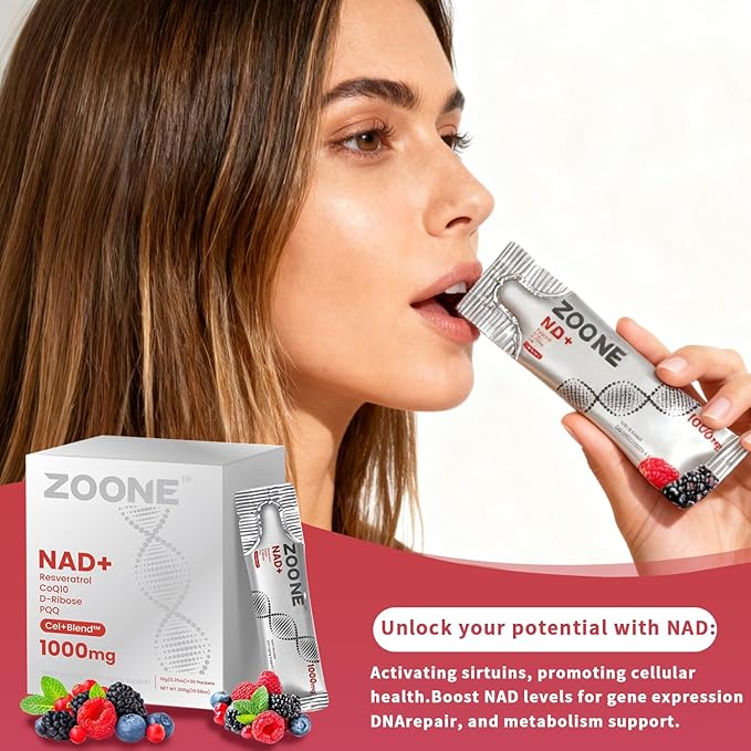 NAD Resveratrol Supplement, NAD+ Liquid Supplement 1000mg, with Nicotinamide Riboside, Resveratrol & PQQ, NAD Supplements for Men & Women, Healthy Aging & Boosts Cellular Energy – 30 Packs