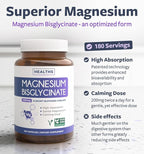 High Absorption Magnesium Bisglycinate Capsules - Clinically Validated Buffered and Chelated Magnesium Supplement - 1 Daily Vegan Capsule with Lab Verified Gentle 200mg Serving (6 Month Supply)