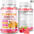 Pumpkin Seed Oil Gummies with Saw Palmetto, Organic Pumpkin Seed Oil Supplement, High-Purity Extract for Hair Growth, Skin Health, & Immune Support, Raspberry Flavor, 60 Count