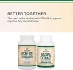 Double Wood Supplements Ashwagandha KSM 66 Organic and Clinically Studied Extract (600mg Per Serving, 120 Capsules, 60 Servings) Adaptogen Cortisol Manager for Women and Men