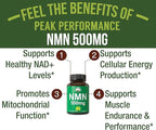 NMN Supplement Ultra High Strength Stabilized Nicotinamide Mononucleotide 500mg Per Capsule. 2 Capsules = 1,000mg of NMN. Boost NAD Levels. Healthy Aging NAD+ Supplements for Men and Women