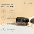 PUROVITALIS Liposomal NMN, 250mg Longevir Nicotinamide Mononucleotide Supplement, NAD+ Boost for Cellular Health, Energy & Healthy Aging, 2-Month Supply (120 Vegan Capsules)
