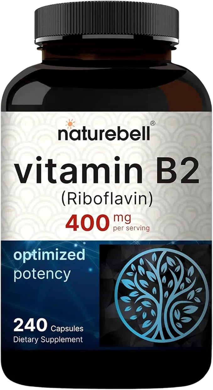 NatureBell Vitamin B2 (Riboflavin) 400mg - 240 Capsules - Supplement for Energy, Skin & Cellular Health* - Non-GMO & Gluten Free - Easily Absorbed