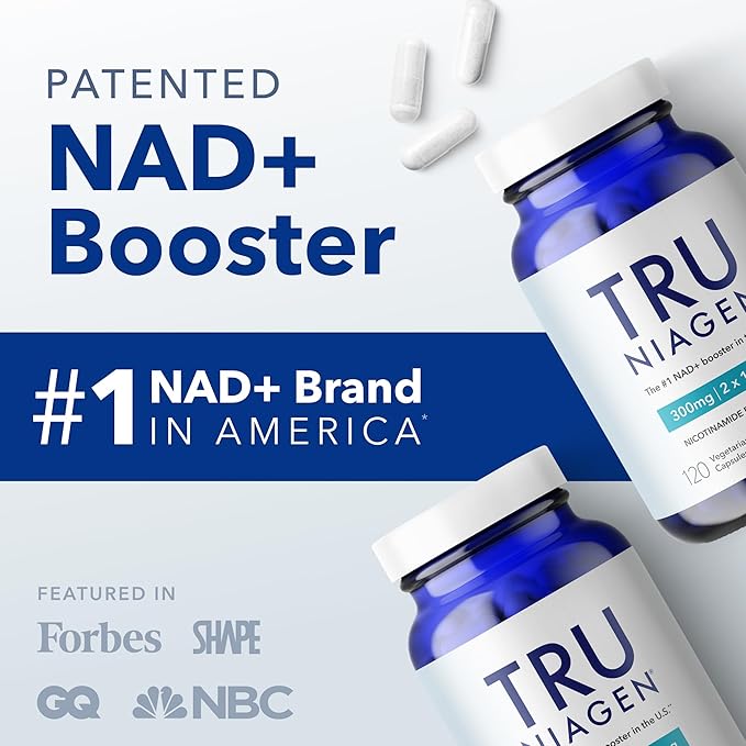 TRU NIAGEN Patented NAD Supplement for Brain Function, Anti Aging & Cell Regeneration, Niagen, 60 300mg Servings | Supports Cellular Energy, Muscle | Nicotinamide Riboside (NR) Take 2 Daily | 2 Bottle