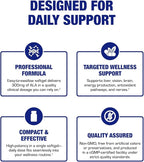 Alpha Lipoic Acid 300mg - Clinical Formula ALA Supplement for Liver Eye Brain Mitochondria Energy Antioxidant & Nerve Support - Non-GMO Soy Free & Easy to Swallow Softgels - 60 Servings