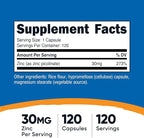 Nutricost Zinc Picolinate 30mg, 120 Capsules - Gluten Free and Non-GMO