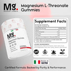 Magnesium L-Threonate Gummies for Adults & Kids 2000mg – Brain Supplements for Memory and Focus - Calm Magnesium Gummies for Improved Sleep and Healthy Mind - 60 Count (Strawberry)