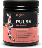 LEGION Pulse - All Natural Nitric Oxide Preworkout Drink to Boost Energy, Creatine Free, Naturally Sweetened, Beta Alanine, Citrulline, Alpha GPC (Berries and Cream)