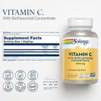 SOLARAY Vitamin C with Bioflavonoid Concentrate - Rose Hips, Acerola Cherry and Bioflavonoids - Vitamin C 1000mg - Immune Function, Skin, Hair, Nails Support - Vegan - 100 Servings, 100 VegCaps